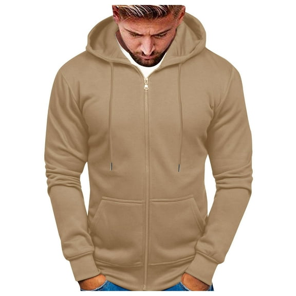 Oversized Sweatshirt for Men Full Zip Up Winter Solid Color Hoodies Unisex Wash Heavyweight Basic Hooded Jacket Zip Up Hoodie Men Lightweight
