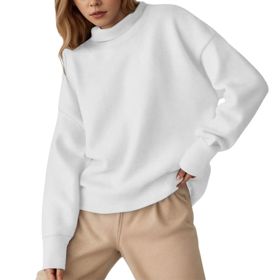 Oversized Sweatshirt for Women 2025 Fall Trendy Solid Long Sleeve Round Neck Blouses Casual Stretch Comfy Loose Fit Tops