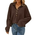 thumbnail image 1 of Oversized Sweatshirt for Women Casual Long Sleeve Button V-Neck Pullovers Loose Fit Pullover Tops, 1 of 8