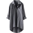 thumbnail image 1 of Oversized Sweatshirt for Women Cotton Linen T-Shirts Loose Long Sleeve Button Down Shirts for Ladies Retro Plus Size Blouse, 1 of 3