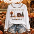 thumbnail image 1 of Oversized Sweatshirt for Women Crew Neck Long Sleeve "I'M READY FOR THE 'BER MONTHS" Pullover Halloween Thanksgiving Christmas Fall Tops White XXL, 1 of 4