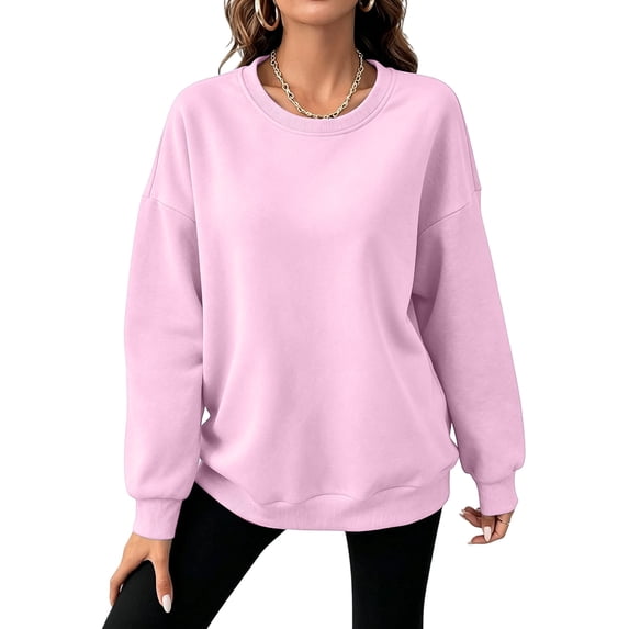 Oversized Sweatshirt for Women Crewneck Fleece Long Sleeve Pullover Hoodies Tops Fall Fashion Outfits Clothes,L
