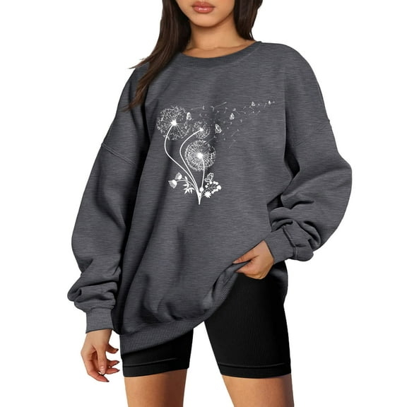 Oversized Sweatshirt for Women Crewneck Long Sleeve Pullover Tops Fall Fashion Relaxed Fit Outfits Clothes 2025