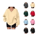 thumbnail image 1 of Oversized Sweatshirt for Women Fall Winter Comfort V Neck Oversized Sweat Shirts Pullover Tops, 1 of 5