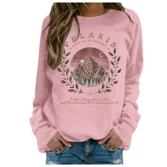 Oversized Sweatshirt for Women Graphic Printed Crew Neck Pullover Long Sleeve Fall Fashion 2025 Sweaters Winter Clothes