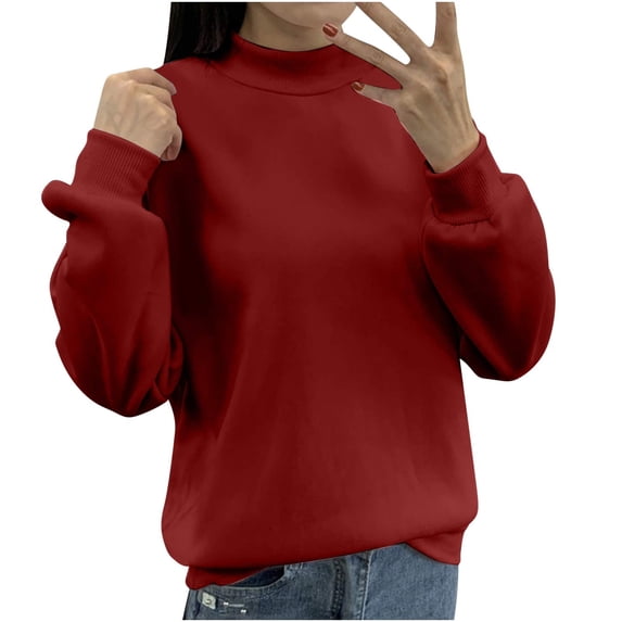 Oversized Sweatshirt for Women Round Neck Fall And Winter Sweatshirts Long Sleeve Turtleneck Velvet Sweatshirt