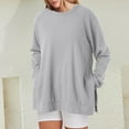 thumbnail image 1 of Oversized Sweatshirt for Women Solid Color Crew Neck Side Slit Pullover Loose Fit Comfy Long Sleeve Tops, 1 of 5