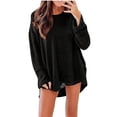thumbnail image 1 of Oversized Sweatshirt for Women Textured Waffle Side Split High Low Hem Long Sleeve Trendy Fall Casual Pullover Tops, 1 of 8