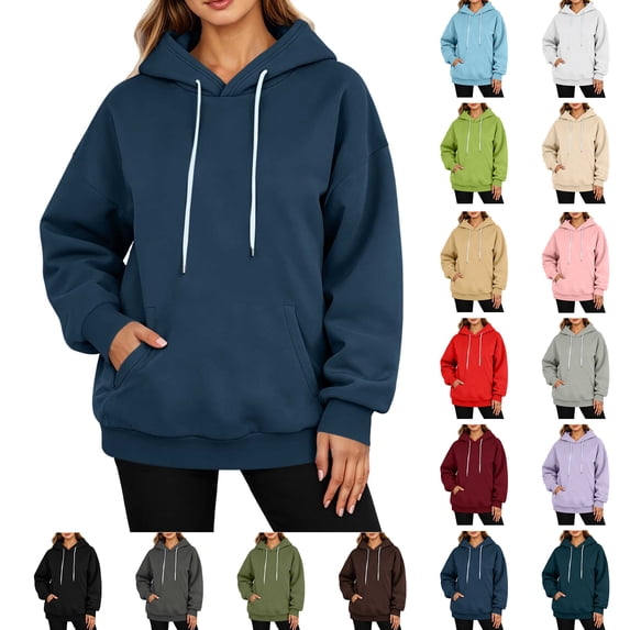 Oversized Sweatshirt for Women Long Sleeve Solid Color Round Neck Drop Shoulder Loose Top Winter Clothes Casual Fall Outfits