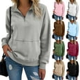 thumbnail image 1 of Oversized Sweatshirt for Women Trendy Quarter Zip Pullover Sweatshirts with Pockets Holiday Sweat Shirts White S, 1 of 6