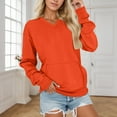 thumbnail image 1 of Oversized Sweatshirt for Women V Neck Long Sleeve Pockets Sweatshirts Fall Winter Outfits (Orange M), 1 of 4