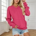thumbnail image 1 of Oversized Sweatshirt for Women V Neck Long Sleeve Pockets Sweatshirts Fall Winter Outfits (Watermelon Red S), 1 of 4