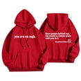 thumbnail image 1 of Oversized Sweatshirt for Women Winter Fall Comfy Hooded Long-sleeved Rolled One Shoulder with Pocket Graphiprint Hoodie Cotton Hoodies(Red,XXL), 1 of 7