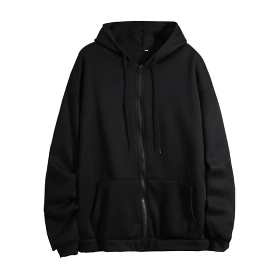 Oversized Sweatshirt for Women Winter Warm Trendy Long Sleeve Loose Solid Hooded Zipper Pocket Hoodie Coat Womens Hoodies Black XL