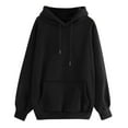 thumbnail image 1 of Oversized Sweatshirt for Women Women's Long Sleeve Solid Color Pullover Casual Hooded Pocket Sweatshirts Coat Womens Hoodies Black L, 1 of 8