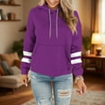 thumbnail image 1 of Oversized Sweatshirt for Women, Women's Polka Print Hooded Sweatshirt Long Top Long Sleeved Pocket, Purple L, 1 of 5