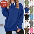 thumbnail image 1 of Oversized Sweatshirt for Women, Women's Thumb Button Sweatshirt Hoodie 2025 And Winter Clothing Long Sleeve Hoodie Sweatshirt, Blue S, 1 of 8