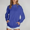 thumbnail image 1 of Oversized Sweatshirt for Women, Women's Vertical Collar Hooded Solid Color Long Sleeved Loose Top Sweatshirt, Blue M, 1 of 7