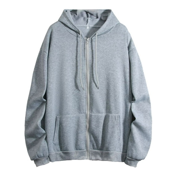 Oversized Sweatshirt for Women Women's Winter Warm Fashion Long Sleeve Loose Solid Hooded Zipper Pocket Sweatshirts Coat Womens Hoodies Grey XXL