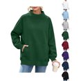 thumbnail image 1 of Oversized Sweatshirt for Women Zaewscy Women's Fashion Winter Sporty Solid Color Pocket Crewneck Loose Sweatshirt Army Green XXL, 1 of 9