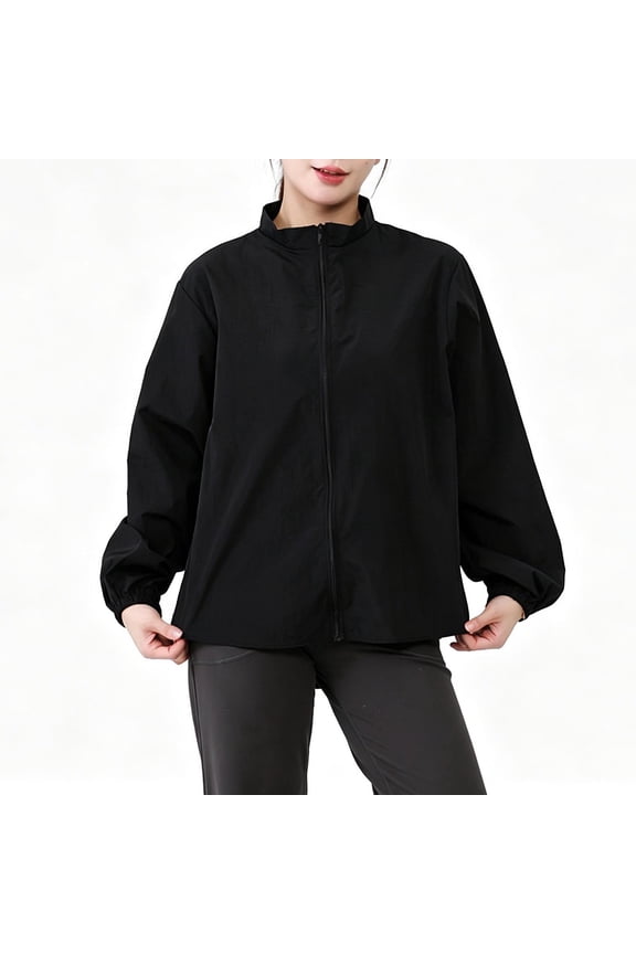 Oversized Sweatshirt for Women Zip up Jacket Fall Fashion Casual Long Sleeve Outerwear Winter Clothes Black