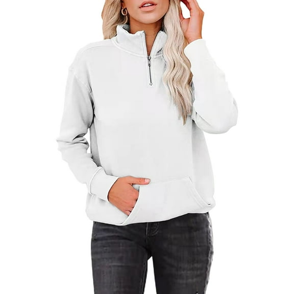 Oversized Sweatshirt for Women Zipper Solid Color -Sleeved Warm Blouse Everyday Style 2025 Pullover Sweaters Winter Clothes