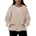 thumbnail image 1 of Oversized Sweatshirt for Womens Patchwork Solid Color Sweatshirts No Hood Long Sleeve Pullover Tops with Pocket, 1 of 6