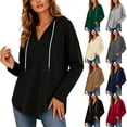 thumbnail image 1 of Oversized Sweatshirts For Women Casual Solid Long Sleeved Drawstring Hooded Pullover Loose Curved Hem Cozy Trendy Pullover Tops For Fall & Winter, 1 of 9
