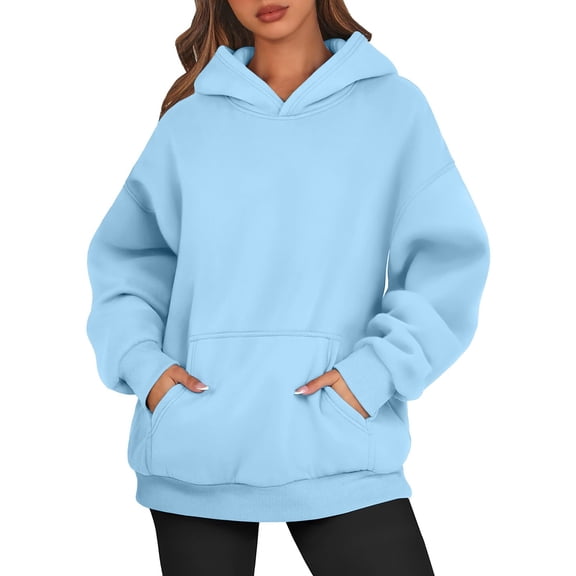 Oversized Sweatshirts Hoodies Fleece Crewneck Sweaters Casual Tops Comfy Fall Fashion Outfits Winter Clothes 2025 10-Sky Blue S