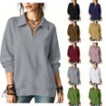 thumbnail image 1 of Oversized Sweatshirts Pullover for Women Zaewscy Women's /Winter Casual Long-Sleeve Hooded Sweatshirt With Zipper And Lapel Collar Gray M, 1 of 7