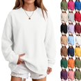thumbnail image 1 of Oversized Sweatshirts Women Crewneck 2026 Fall Cute Fleece Pullover Top | Loose Fit Long Sleeve Sweatshirt no Hood, Drop Shoulder Tops, Workout Athletic Cozy, Airport Travel Clothes White,L, 1 of 7