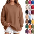 thumbnail image 1 of Oversized Sweatshirts Women Crewneck 2026 Fall Cute Fleece Pullover Top | Loose Fit Long Sleeve Sweatshirt no Hood, Drop Shoulder Tops, Workout Athletic Cozy, Airport Travel Clothes Coffee,L, 1 of 7