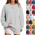 thumbnail image 1 of Oversized Sweatshirts Women Crewneck 2026 Fall Cute Fleece Pullover Top | Loose Fit Long Sleeve Sweatshirt no Hood, Drop Shoulder Tops, Workout Athletic Cozy, Airport Travel Clothes Light Gray,M, 1 of 7