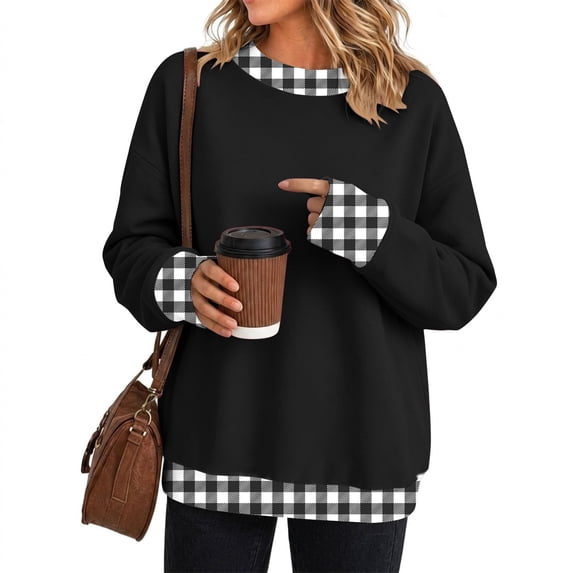 Oversized Sweatshirts for Women Crewneck 2026 Fall Outfits Long Sleeve Pullover Sweatshirt, Soft Loose Basic Tops, Casual Lounge Work Daily Wear, Fashion Travel Clothes Black Xxl Byhontri