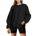 thumbnail image 1 of Oversized Sweatshirts for Women,Solid Color Fleece Long Sleeved Round Neck Lightweight Pullover Sweaters,Womens Fall Winter Classic Casual Loose Warm Sweatshirtss Outdoor Fashion Sportwear Tops S-XXL, 1 of 4