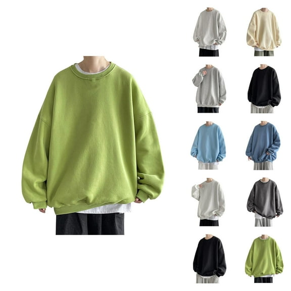 Oversized Sweatshirts for Men 2025 Fall Winter Long Sleeve Crewneck Drop Shoulder Sweatshirt Pullover Tops
