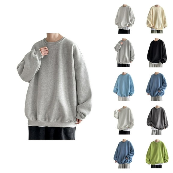 Oversized Sweatshirts for Men 2025 Fall Winter Long Sleeve Crewneck Drop Shoulder Sweatshirt Pullover Tops