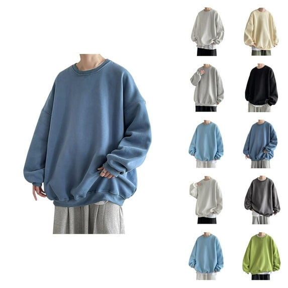 Oversized Sweatshirts for Men 2025 Fall Winter Long Sleeve Crewneck Drop Shoulder Sweatshirt Pullover Tops