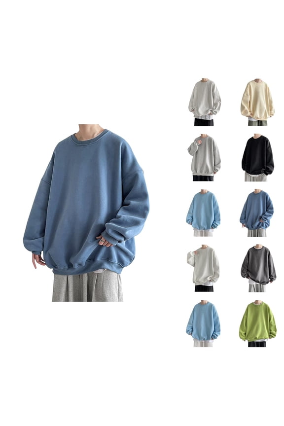 Oversized Sweatshirts for Men 2025 Fall Winter Long Sleeve Crewneck Drop Shoulder Sweatshirt Pullover Tops