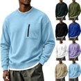 thumbnail image 1 of Oversized Sweatshirts for Men Crewneck Long Sleeve Zip Pocket Pullover Loose Fit Casual Everyday Fall Winter Tops, 1 of 8