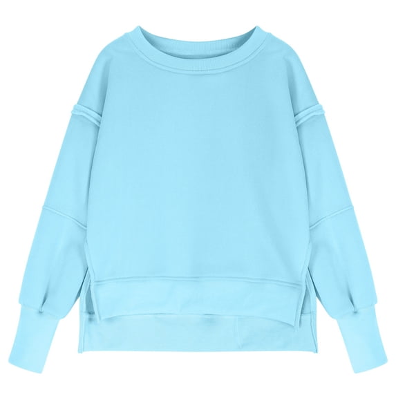 Oversized Sweatshirts for Teen Girls Crewneck Long Sleeve Solid Color Pullover Tops Kids Fall Winter Warm Cute Trendy Clothes