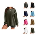 thumbnail image 1 of Oversized Sweatshirts for Women 2025 Fall Long Sleeve Crewneck Side Slit Color Block Sweatshirt Pullover Tops, 1 of 6
