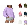 thumbnail image 1 of Oversized Sweatshirts for Women 2025 Fall Winter Long Sleeve Crewneck Plain Basic Sweatshirt Pullover Tops, 1 of 6