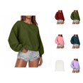 thumbnail image 1 of Oversized Sweatshirts for Women 2025 Fall Winter Long Sleeve Crewneck Plain Basic Sweatshirt Pullover Tops, 1 of 6