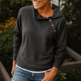 thumbnail image 1 of Oversized Sweatshirts for Women, Button Stand Collar Fleece Lined Long Sleeve Pullover Tunic Sweatshirt Black XL, 1 of 6