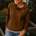 thumbnail image 1 of Oversized Sweatshirts for Women, Button Stand Collar Fleece Lined Long Sleeve Pullover Tunic Sweatshirt Brown 3XL, 1 of 6