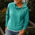 thumbnail image 1 of Oversized Sweatshirts for Women, Button Stand Collar Fleece Lined Long Sleeve Pullover Tunic Sweatshirt Green L, 1 of 6
