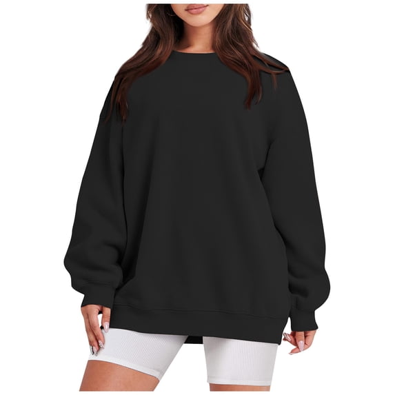 Oversized Sweatshirts for Women Fall Casual Crew Neck Pullover Sweatshirts Soft Comfy Fleece Long Sleeve Sweatshirts, L