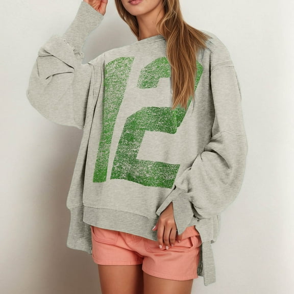 Oversized Sweatshirts for Women Letter Printed Crew Neck Pullover Shirt Long Sleeve Comfy 2025 Fall Winter Fashion Tops