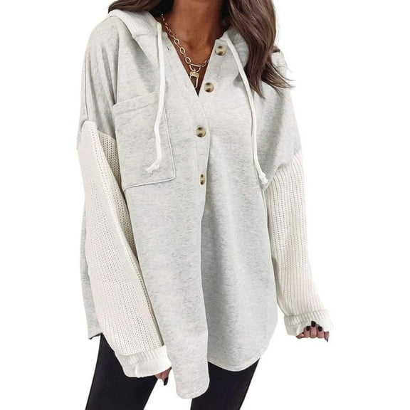 Oversized Sweatshirts for Women Loose Fit Casual Long Sleeve Button Hooded Sweatshirt Hoodie with Pocket